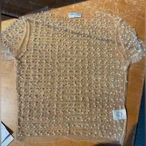 Sheer Pearl and Rhinestone Embellished Top